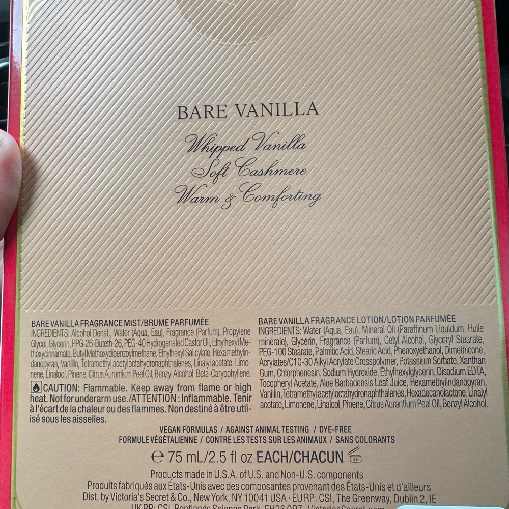 Victoria's Secret Bare Vanilla Fragrance Mist & Lotion Set - Gold and Black - Picture 2 of 3